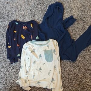 2T Kyte BABY Bundle - Zipper Navy Jumpsuit, Long Sleeves With Leaves & Herons
